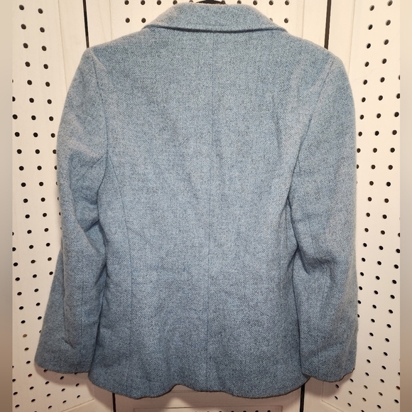 Pitlochry 100% Wool Blazer Blue Knitwear Medium Vintage - Picture 2 of 6